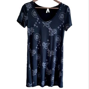 Mudd Short Sleeve Dainty-Floral Print Midi Shift Dress sz S